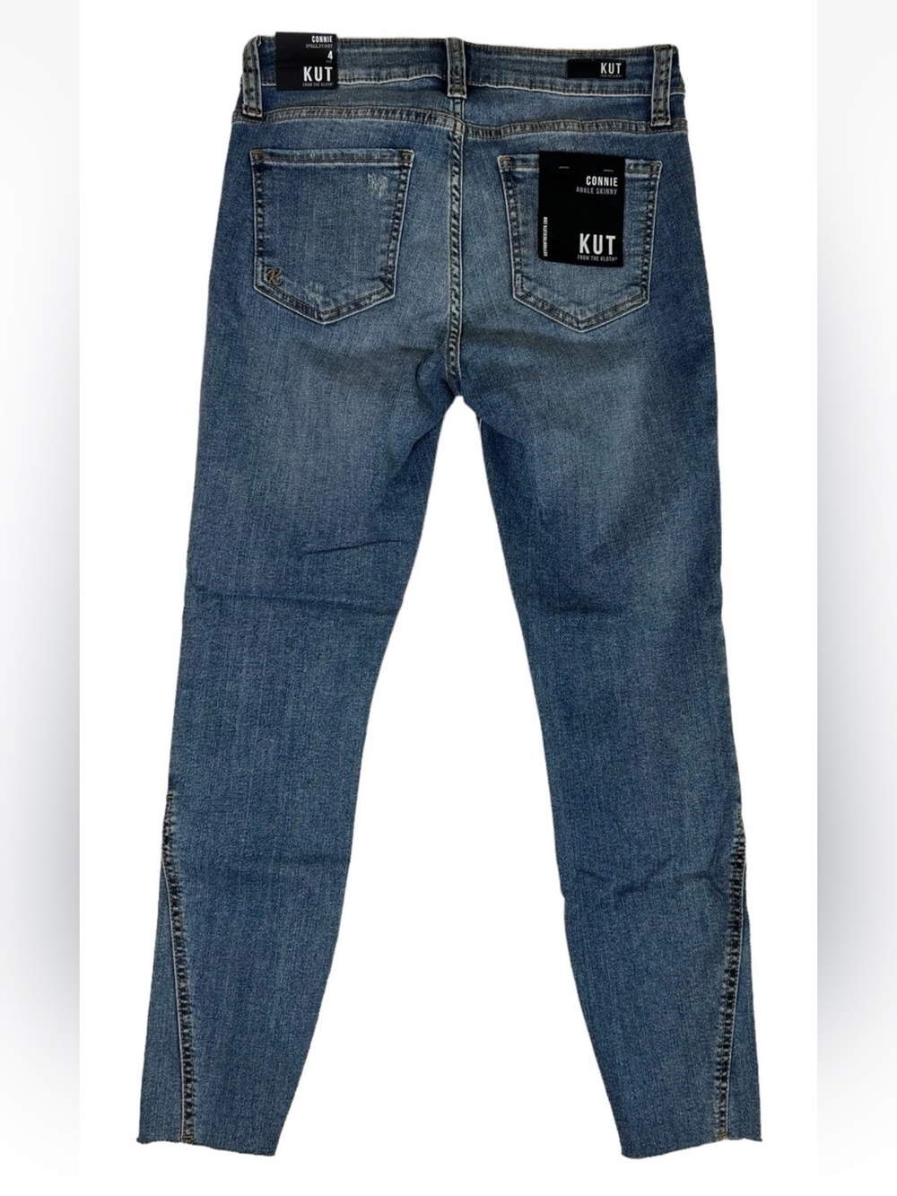 Women's KUT Connie Ankle Skinny Zip Fly Jeans Raw Hem Stretch Size 4 Blue - Picture 7 of 12